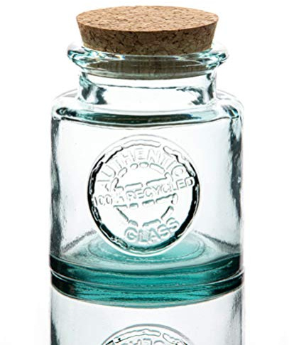 Purity Style Authentic Recycled Glass 500ml Round Storage Jar with Cork Lid