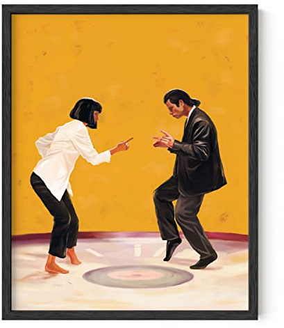 HAUS AND HUES Movie Scene Poster - Retro Quentin Tarantino Movie Wall Art for Room Aesthetic 90s, Vintage Art Print, Aesthetic College Dorm Room Decor Dancing Tarantino Wall Art (Unframed 16x20)