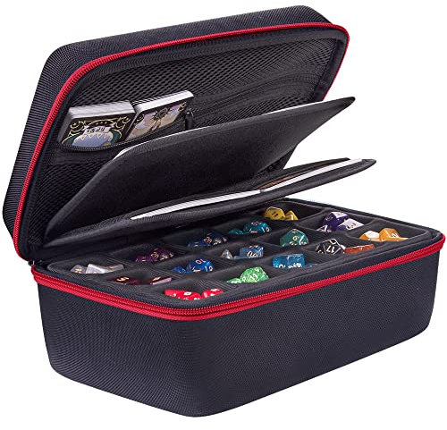 SIQUK Würfeletui kompatibel mit DND Würfel Set, Tischspiele Würfel Fall und Würfel Rollen Tablett Würfeltablett Würfelschale RPG Fall Veranstalter DND Organizer, Rot