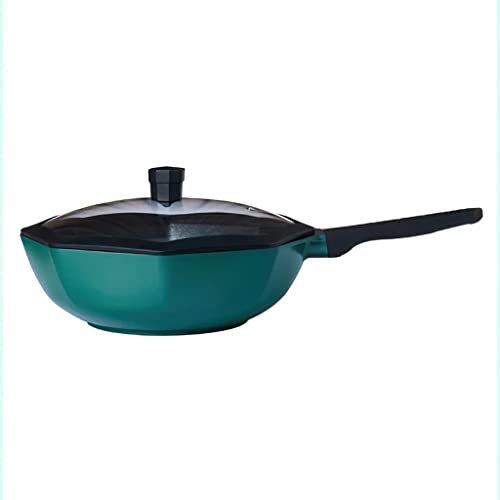 Sartén Antiadherente de un Solo Mango de 30 cm Sartén Antiadherente Wok de 8 Esquinas Cocina Hogar Cocina de inducción de Llama Abierta