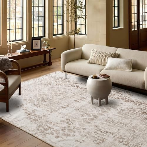 PONY DANCE Boho Teppich Wohnzimmer 200x300 cm Weicher und Flauschiger Kurzflor Teppich Waschbar in Waschmaschine für Schlafzimmer, Wüstenbraun