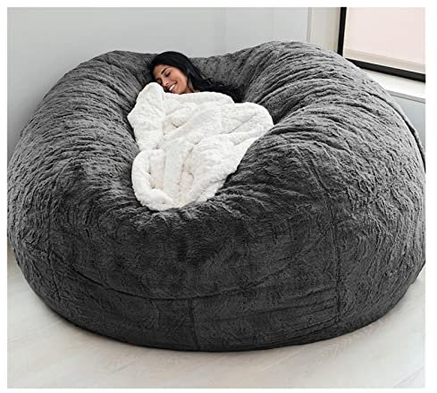 WEITOL Sitzsäcke Sitzsack-Stuhl, Keine Füllung, riesiger Fell-Sitzsackbezug, weiches, Flauschiges Fell, tragbares Wohnzimmer-Schlafsofa, tragbarer, fauler Sofabezug, Liegekissen (Farbe: B, Größe: 7