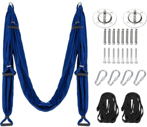 Aerial Yogatuch Ausrüstung enthalten 2 Erweiterungen Riemen und Decke Montage-Kit Aerial Yoga Towel Sensory Swing (Marineblau)