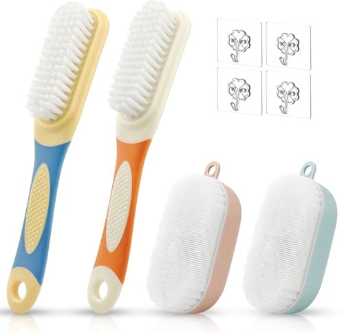 SDwfxd 2 Pièces Brosses à Linge, 2 Pièces Brosse Chaussures, Brosses de Nettoyage à Poils Doux avec 4 Crochets Adhésifs, pour Un Nettoyage en Douceur du Textile, du Cuir