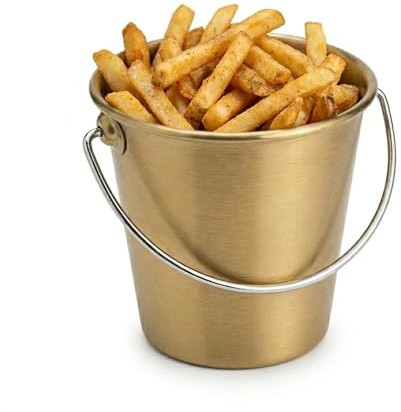 Mini secchiello per il ghiaccio in acciaio inossidabile da 2 litri, 8×10,5 cm, con manico, ideale per contenere bevande, vino, patatine e ali di pollo. Perfetto per bar domestici, feste e occasioni