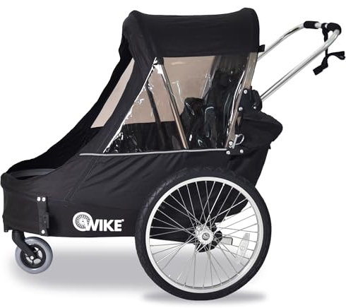 Wike Premium - Doppio rimorchio per bicicletta per bambini, colore: Nero (Walk + Jogging)