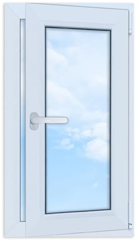 LORAC | Kunststofffenster weiß 500x900mm, 50x90cm, PCV, DIN Rechts, kippbar & ausstellbar, 2-fach Verglasung, energiesparend – Fenster mit CE-Zertifikat für Keller und Wohnung