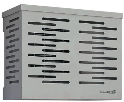 3S SuperSamaStore Housse de Protection pour Climatiseur Extérieur Klimakover avec Grille Rigide, pour Climatiseur Extérieur, Cache Moteur, Aluminium, Gris, 90 x 70 x 45 Cm