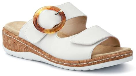 Pavers Wide Fit Dual-Fasten Mules - White Size 5