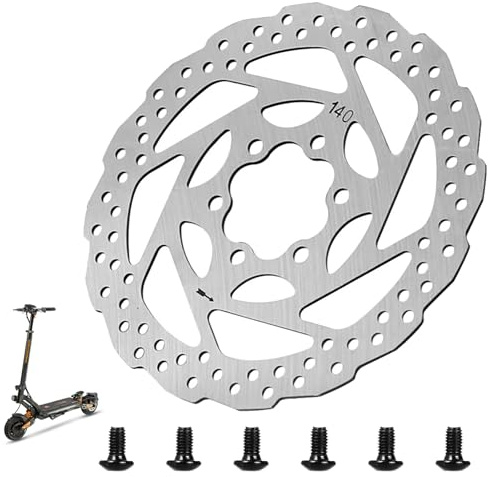 VOLOHAS Disque de frein en acier inoxydable à 6 trous pour disque de frein Rotor 140 mm pour Kukirin G2 Master/G3/G4 Trottinette électrique Plaquettes de frein/Accessoires de frein