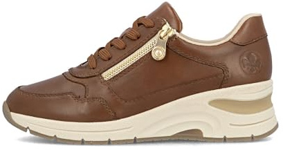 Rieker N9301 Womens tan Leather Wedge Heel Sneakers (Brown, UK Footwear Size System, Adult, Women, Numeric, Medium, 4)