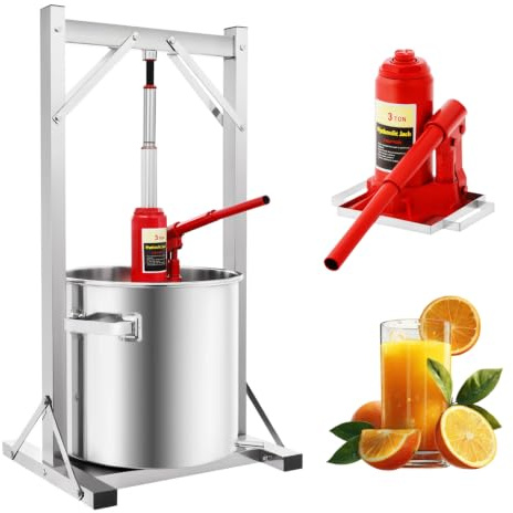 Presse-fruits, 22 l, avec hydraulique, manuel, pour vin de fruits, légumes, baies, jus multifonction en acier inoxydable, avec filtre à vin, pression maximale 3 tonnes