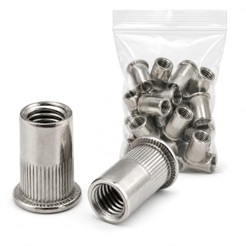 Forbabe Dadi rivettati, dadi per rivetti ciechi, a testa piatta rotonda, filettatura (M10, 20 pezzi)