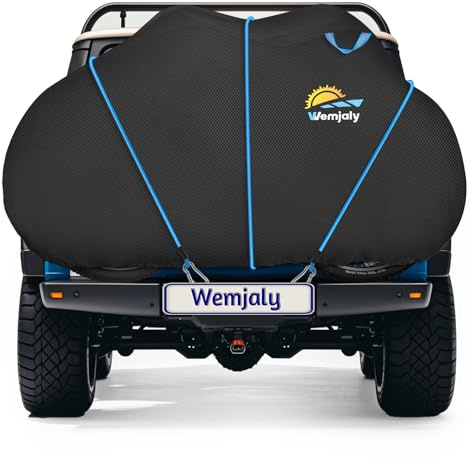 Wemjaly Funda Bicicleta para 2 Bicicletas - 900D Exterior Impermeable Funda Recubrimiento de PU Funda para Bicicleta, con Cordón Elástico de 6M, Compatible con Portabicicletas de Coche