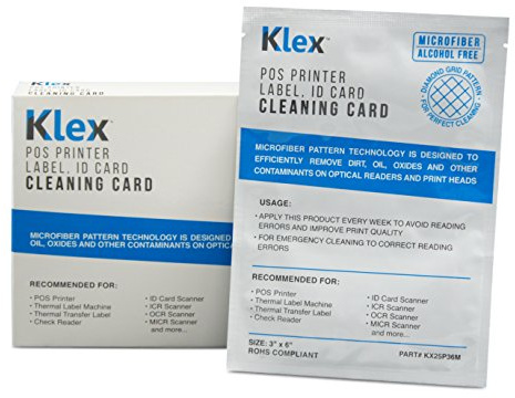 Klex Microfiber POS Label Thermal Printer Cleaning Card 3 x 6 IPA-Free 25 Cards