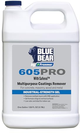 Blue Bear 605PRO: Multipurpose Coatings Remover – Professional, Low-Odor, Non-Caustic Formula Removes Paint, Varnish, Enamel & Urethane from Wood, Metal, Concrete & Masonry – 1 Gal