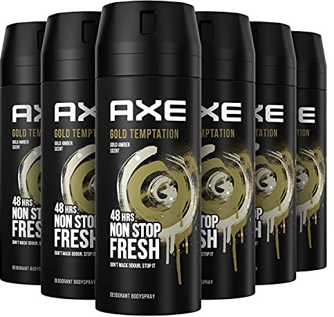 Axe Bodyspray Gold Temptation Deodorant für Herren, 150 ml, 6 Stück
