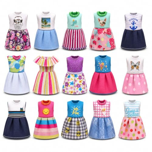Miunana 12 Set Doll Clothes Outfits Dresses Shoes for 6 Inch Girl Dolls