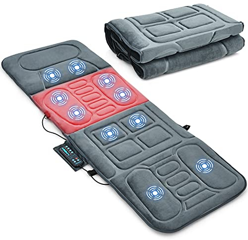 ERGOMASTER Massage Mat with 10 Vibrating Motors Heating Pad Full Body Massager Pad Cushion for Relieving Neck, Back, Waist, Legs (Massager mat-fi01)