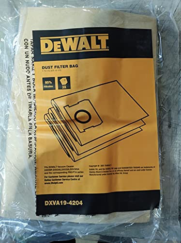 DEWALT DXVA19-4204, DXV23PTA 23L Wet & Dry Vacuum Cleaner with Power Tool Take Off Dust Bags 23-38L, White