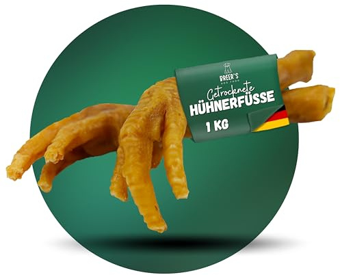 BREERs Pattes de poulet séchées pour chiens 1 kg Article à mâcher naturel pour petits et grands