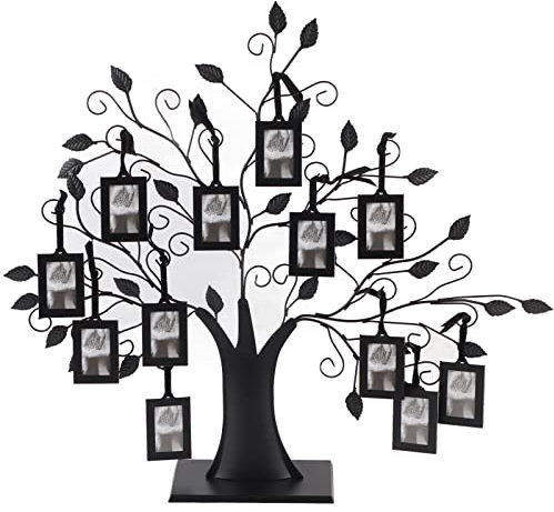 Wakects Stammbaum-Bilderrahmen, Fotoausstellungsbaum, mit 6 oder 12 Hängenden Bilderrahmen, Verstellbaren Bandquasten(Large Size-Mit 12 6,4 * 4,6 cm Bilderrahmen)