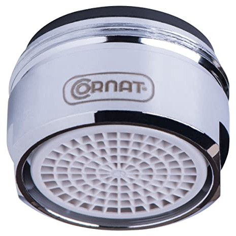 Cornat Aeratore M24 x 1 AG – risparmio d'acqua fino all'80% – con guarnizione – adatto per rubinetti comuni – argento – in ottone/aeratore/ugello miscelatore / TECWS402