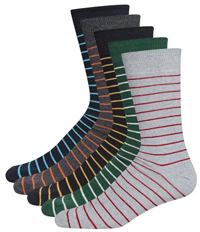 Ben Sherman DKNY Trew Lot de 5 paires de chaussettes en coton délavé pour homme Bleu/gris/rayures, Bleu marine/GRML/vert/anthracite, 7-11