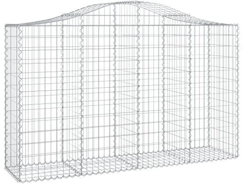 vidaXL Gabione mit Hochbogen, Steinkorb Drahtkorb, Gabionenkorb Verstärkte Gabionenhaken, Gabionenwand Gabionen Zaun, Verzinktes Eisen