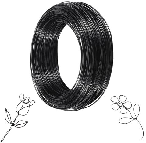 Behiruch Basteldraht Schwarz 1mm x 50m, Draht zum Basteln, Schmuckdraht, Weicher Aluminiumdraht, Aludraht für Schmuck Bastelarbeiten