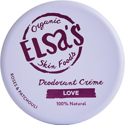 Elsa's Organic Skin Foods - Natural Deodorant Cream - Love - Aluminum Free - No Sodium Bicarbonate - 100% Natural Vegan - Plastic Free - Whole Body Deodorant