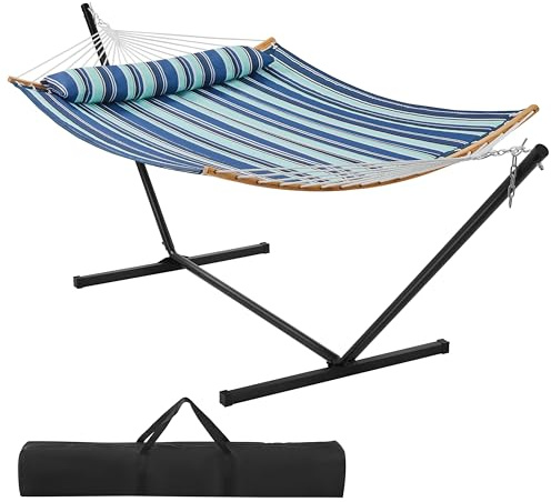 Yaheetech Hamaca Acolchada de Camping con Soporte Capacidad 216 kg Azul