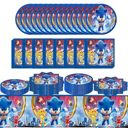 Ptydecta Geburtstag party set Geburtstagsdeko Geburtstag Teller Tischdecke Serviette Geeignet für 10 Personen (K)