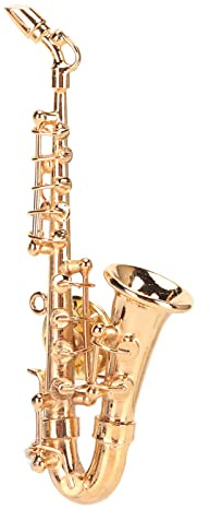 Musikinstrument brosch, saxofon brosch, musikinstrument brosch pin mode miniatyr saxofon brosch pin röd sammet vadderad instrumentväska, Mässing, Ingen ädelsten