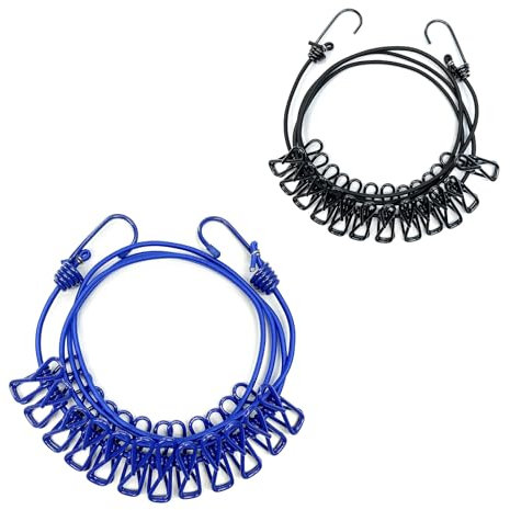 CHSEROK Filo Stendibiancheria per Esterno, 1,8 M Fili per Stendere il Bucato Esterno, Filo per Stendere il Bucato da Esterno con 12 Clip, Adatto per Interni, Esterni, Balcone, Campeggio All'aperto