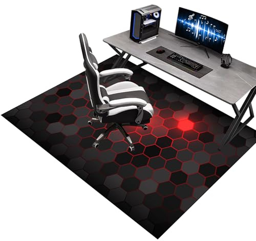Alfombra Silla Gaming 130 x 160 cm, Alfombrilla para Silla de Oficina, Protector Suelo Silla Ruedas, Alfombra para protección de Suelos Duros, Antideslizante Tapete de Protección de Madera/baldosas