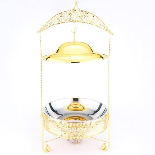 Camerieri e fornelli da buffet - Riscaldatori piatti per eventi di catering, set di buffet, riscaldatori per piatti da pranzo in acciaio inox, set d(Size:4.5L,Color:Oro)