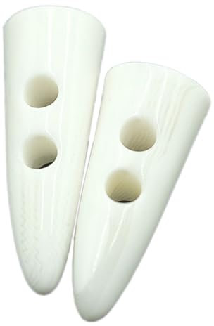 Whakano 10 Stück Kunstharz Knebelknöpfe 2 Löcher,Knöpfe zum Nähen und Basteln von Dekorationen,Keilknöpfe Horn Knopf für DIY Stricken Nähen Pullover Kleidung Mäntel Jacke Hemd Geschenk Deko,Weiß,45mm