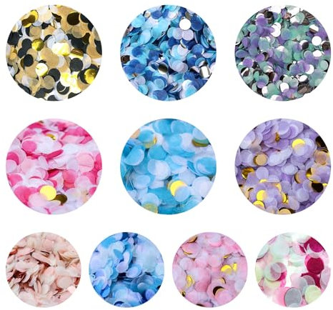 10 Couleurs 10000 Pièces art Confettis 100g Colorée Deco de Table 25mm Confettis Ronds Multicolore,pour Anniversaire Décoration de Table de Mariage Gender Reveal Confetti Décoration Carnival Decor