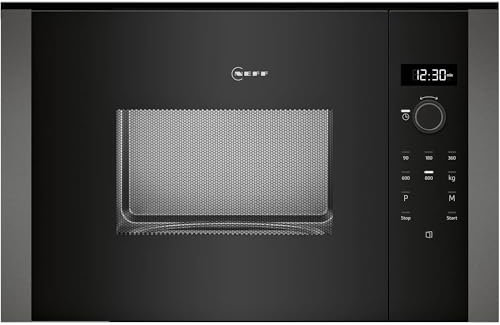 NEFF HLAWD23G0, N 50, Einbau-Mikrowelle ohne Grill, Automatikprogramme, Easy Clean Selbstreinigung, Einfache Bedienung durch Drehknebel und LED-Display Plus, Ideal für Hocheinbau, Graphite-Grey