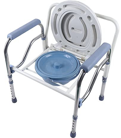 Donened - Sedia WC per anziani, pieghevole, altezza regolabile 65-75 cm, portata fino a 150 kg, per anziani e donne incinte