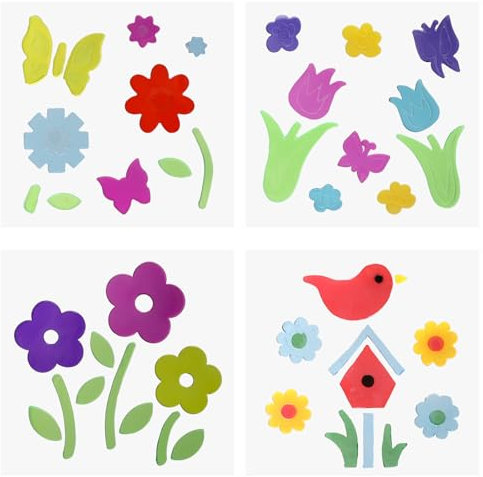APOMOONS 4 pezzi decorazioni adesive per finestre in gel primaverili ed estive, decorazioni floreali in gelatina, adesivi per finestre, adesivi primaverili per finestre in vetro