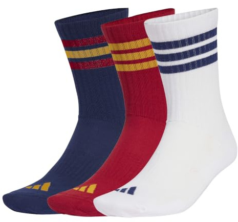 adidas Mixte 3STRIPES CUSHIONED SPORTSWEAR CREW SOCKS 3 PAIR PACK, dark blue/team power red 2/white, 34-36