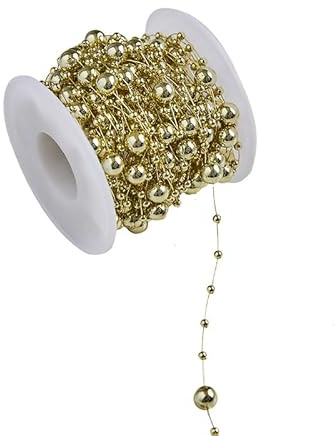 10 Meters Gold Pearl Beads Chain Garland Pearl String Beads Chain for Wedding Doration