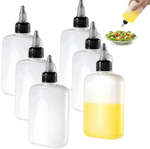 KALIONE 6 Packs Oil Dispenser Bottle for Camping 4oz Small Squeeze Bottles for Camping, Kitchen Condiment Bottle for Liquids, Condiment Squeeze Cooking Empty Bottles