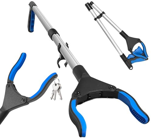 Bellanova Faltbare Greifer 81 cm, Greifer zum Aufheben mit 360° Drehkopf und Magnetspitze – Leichte Müllzange aus Aluminium für Senioren, Schwangere und Haushalt (Blaue-81cm)