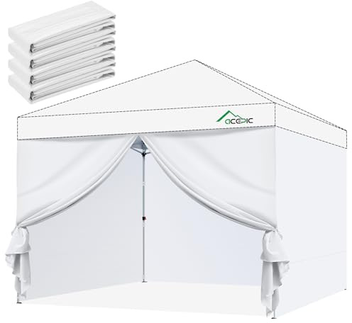 Acepic Pack de 4 Paredes Laterales para Carpa 3x3m, Paneles Laterales Impermeables de Tela Oxford 210D para Cenador Plegable, Protección Solar y Privacidad para Jardín, Camping y Eventos, Blanco