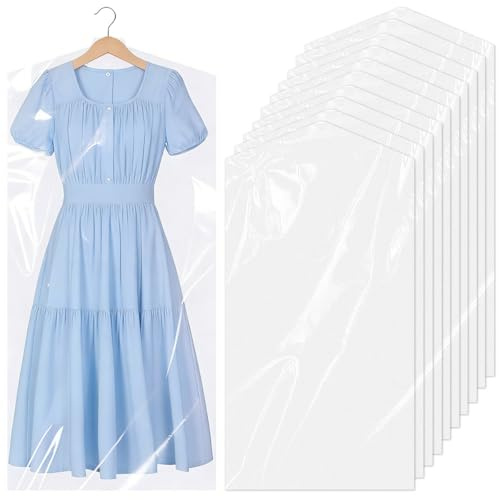 10 Piezas Fundas Ropa Armario Transparentes, 180x60cm Fundas Ropa Antipolvo, Bolsas para Ropa de Plástico, Fundas Transparentes para Ropa, Funda Traje reutilizable para Camisas, Chaquetas,Faldas