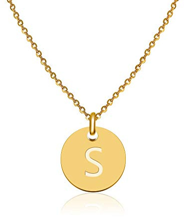 GD GOOD.designs Collares para mujer con colgante iniciale S oro I Collar letra - Longitud 40+5 cm - Cadena chapada en Oro 18k