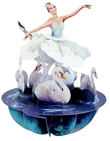Santoro Pirouette, 3D-Pop-Up-Grußkarte – Schwanensee-Ballett – für sie, für Mama, Geburtstag, Muttertag (grau, blau, silber)